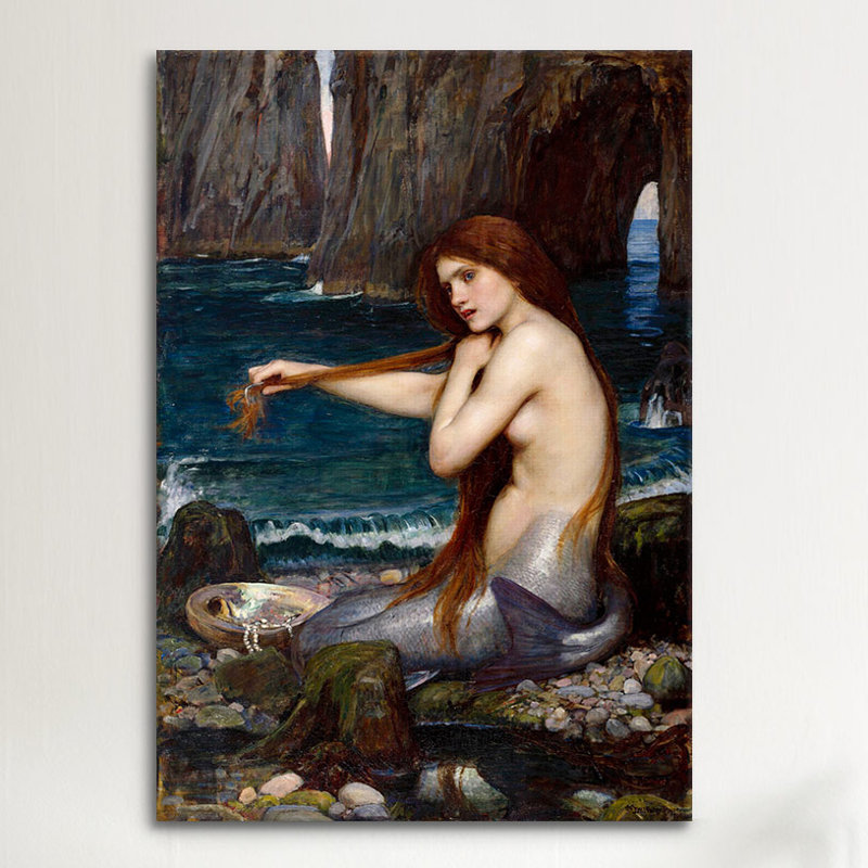 « a sirène » par john william waterhouse, reproduction d’art sur toile, H 60 po x l 40po x P 1,5 po