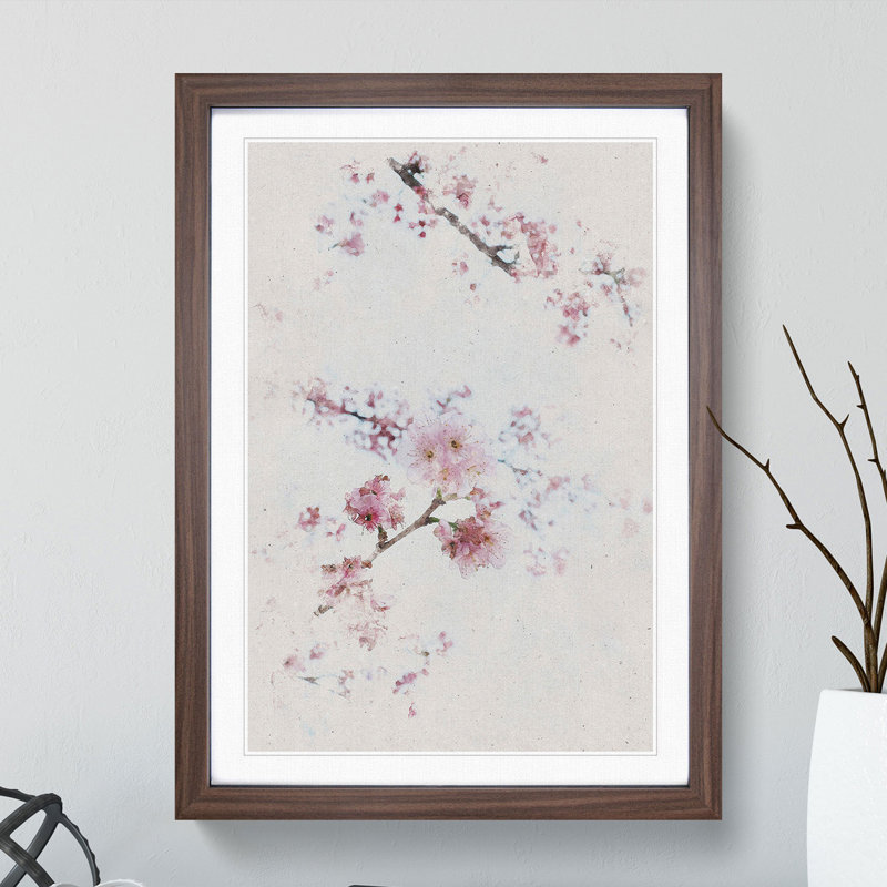 Eye of the Cherry Blossom Tree Watercolour - Picture Frame Graphic Art, Walnut, 48cm H x 36cm W x 2cm D