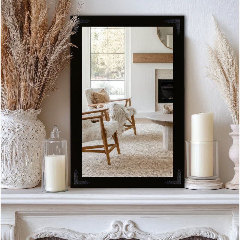 Heavner Flat Wall Mirror, Black, 35.5" H x 23.5" W
