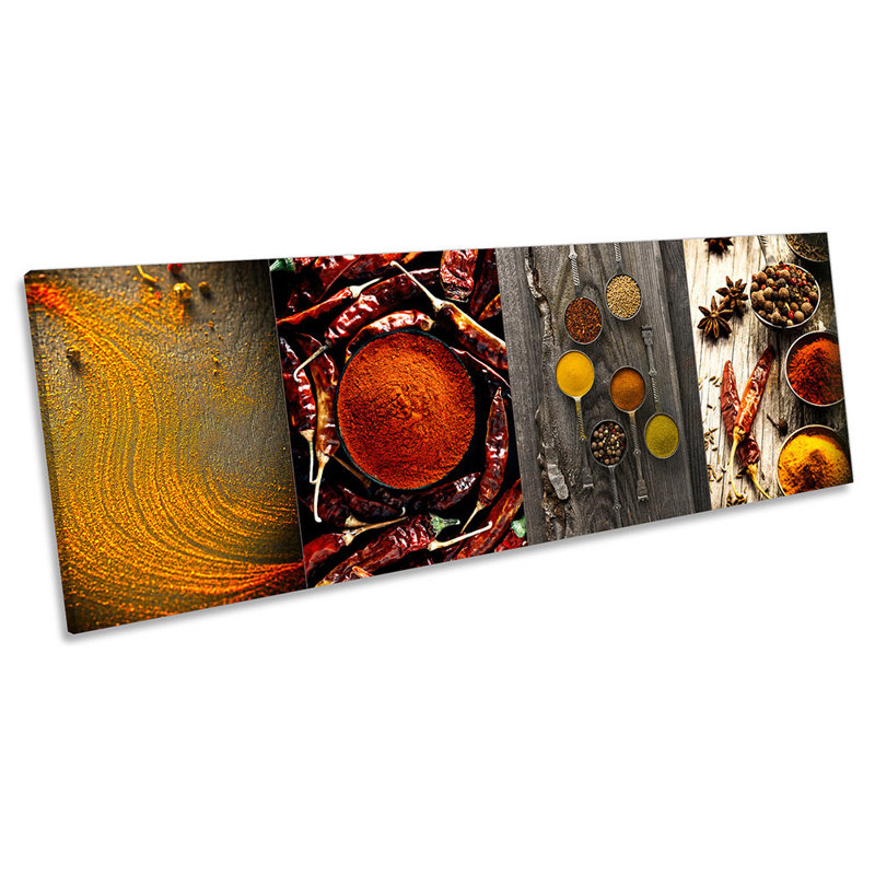 Chilli Spices Collage Kitchen - Wrapped Canvas Print, 30.48cm H x 91.44cm W