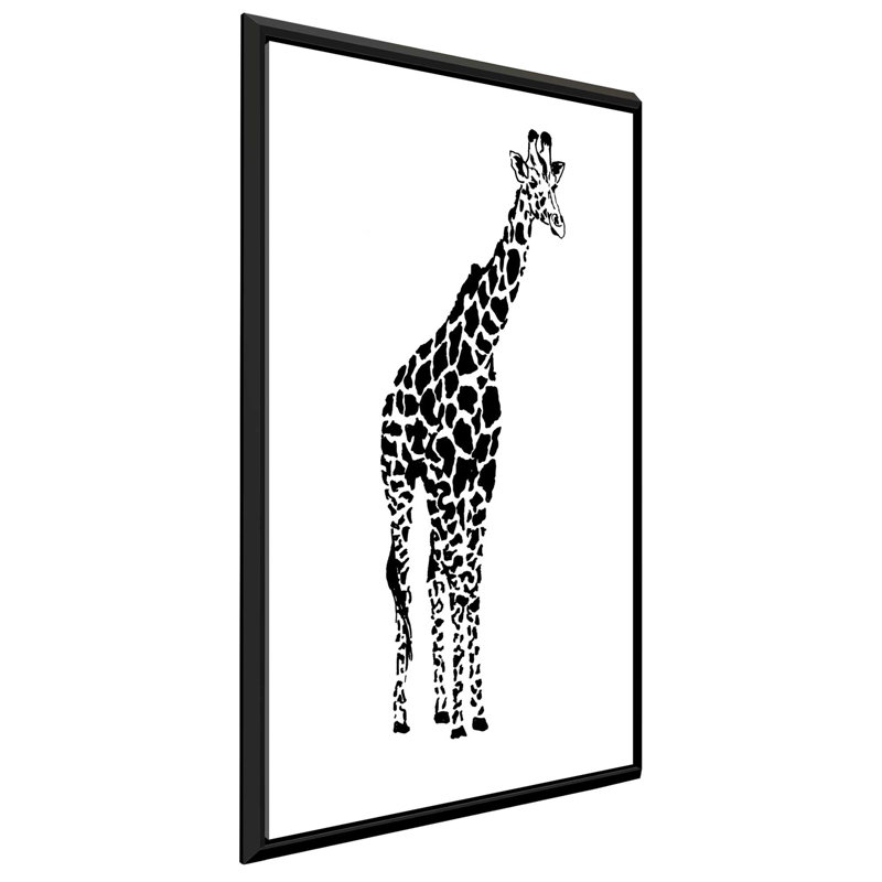 «Giraffe», reproduction d'aquarelle sur toile, H 33,5 po x l 21,5 po x P 2 po, Cadre flottant noir