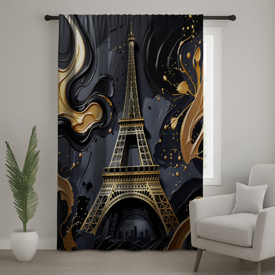 Eiffel Tower Window Curtains, Architecture Sheer & Blockout Curtains - 1 Panel