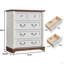 Commode à tiroirs de style campagnard avec base, commode rustique en bois, rangement pour commode pour la chambre à coucher, le salon, belle et robuste (commode)