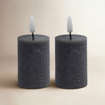 2 Pc Set Flameless Pillar Candle