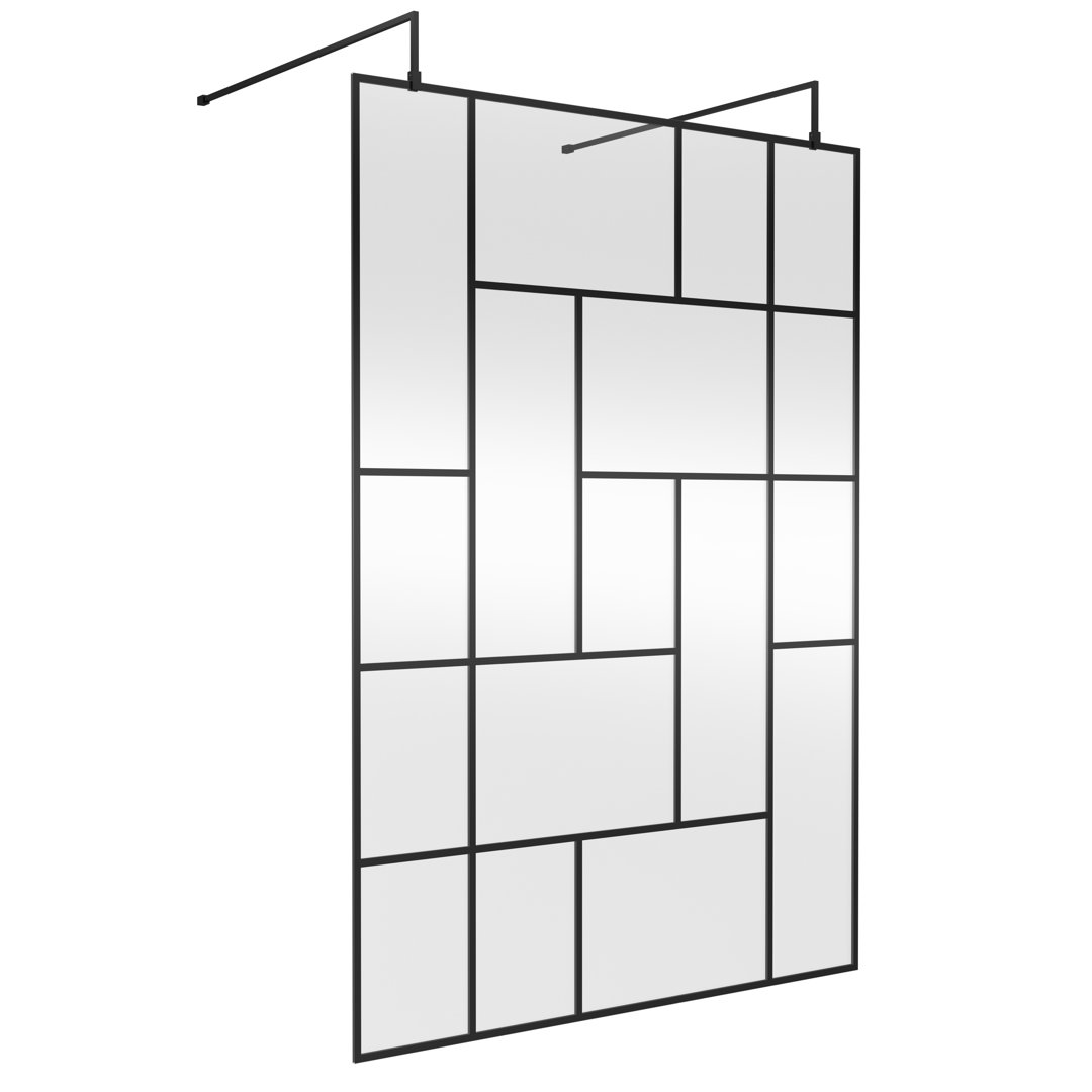 Hudson Reed Matt Black Abstract Wetroom Shower Screen With Support Bars And Feet | | Glass/Aluminium | 1400Mm X 1950Mm - Image 3