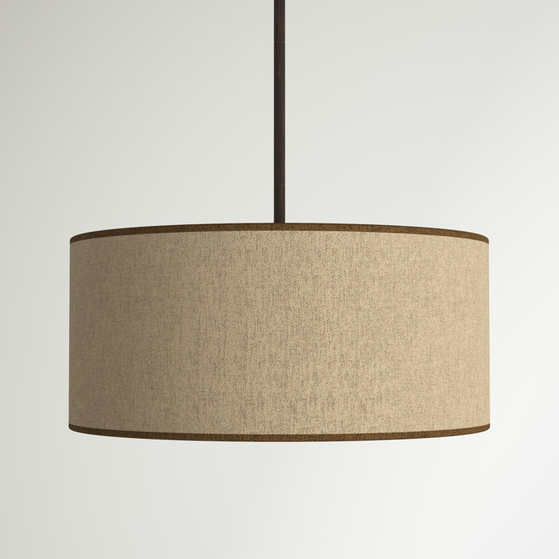 Lustre à abat-jour cylindrique 3 lumières Pedersen, Avoine, Bronze huilé