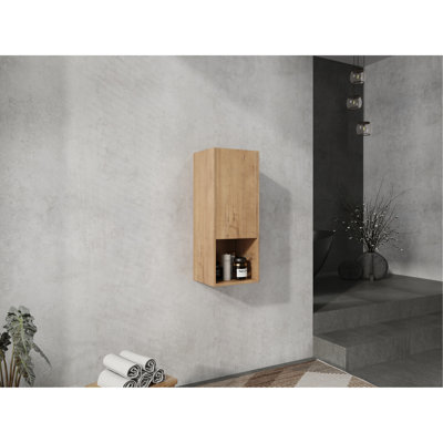 Armoire de salle de bain 12 po avec portes à fermeture en douceur et fixation flottante, finition imitation chêne