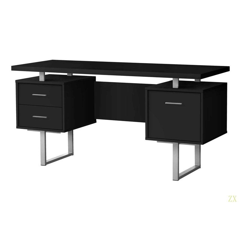 Bureau d'ordinateur, bureau personnel, ordinateur portable, installation à gauche, à droite, tiroirs de rangement, L 60 po, travail, stratifié, métal, contemporain, moderne