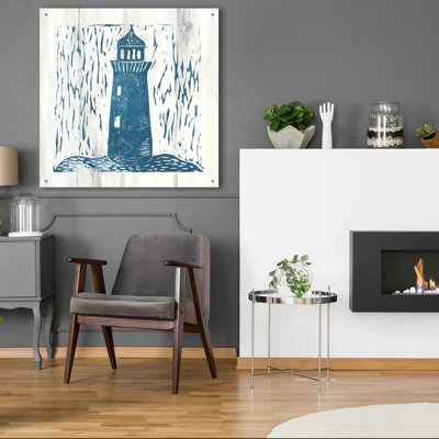 «Breakwater Bay», Nautical Collage I on White Wood par Courtney Prahl, art mural en verre acrylique