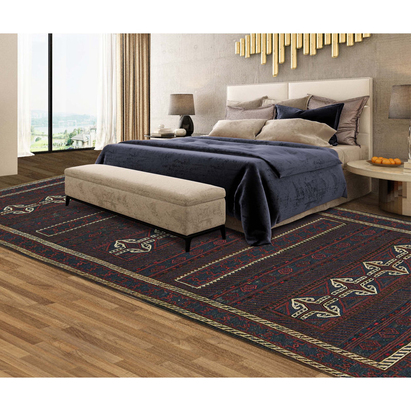 Hand-Knotted High-Quality Black Area Rug