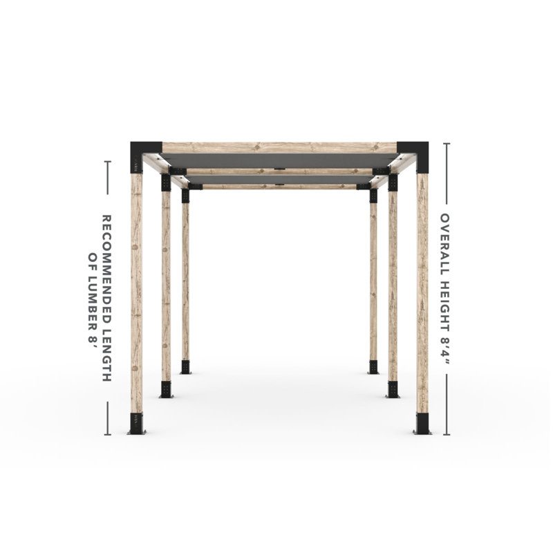Ensemble de pergola double 8 'x 16' Toja avec 2 voiles d'ombrage pour poteaux en bois 4 x 4 Toja, l 8 pi x P 16 pi