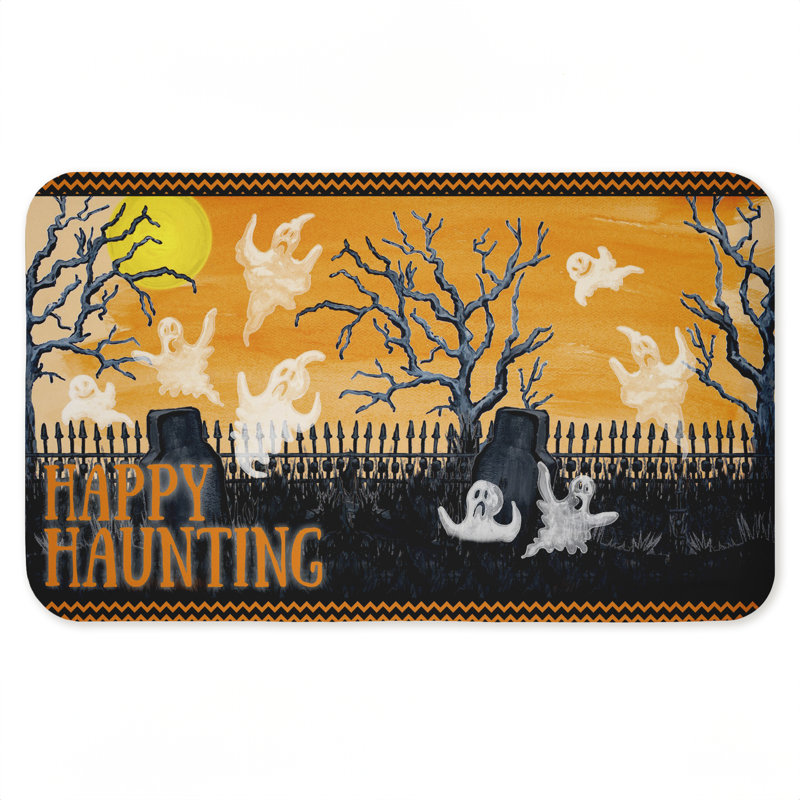 Tapis de sol anti-fatigue Happy Haunt, imprimé par Gina Ritter, Happy Haunting Graveyard