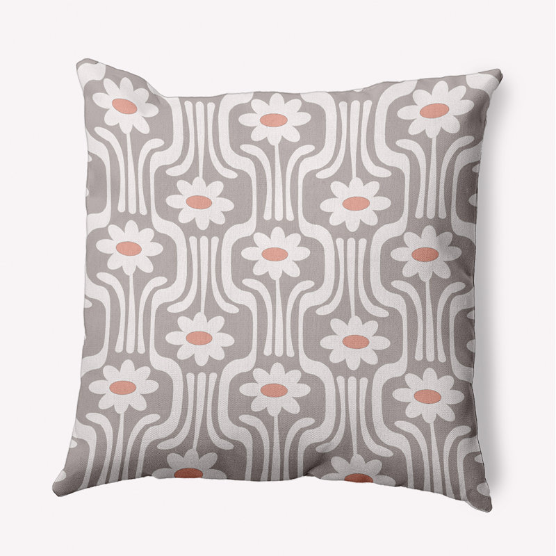 Coussin décoratif floral intérieur / extérieur Flower Power, H 20 po x l 20 po, Grège floral