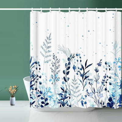 Rideau de douche vert printemps eucalyptus, rideau de douche aquarelle plante botanique pour salle de bain d'appartement urbain, tissu en tissu à séchage rapide, lavable à la machine, décoration de salle de bain à thème naturel