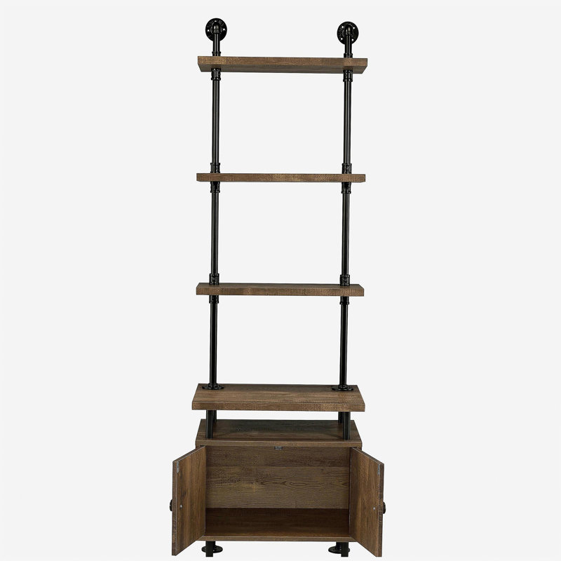 Rustic Oak And Black Side Pier With Open Shelving