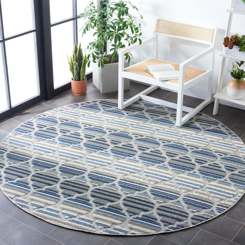 Longridge Performance Geometric Indoor/Outdoor Area Rug, Round 6'7"
