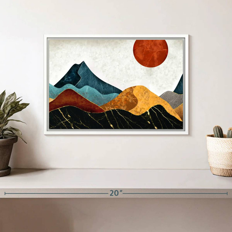 Abstract Marble Mountains, Floating Frame White, 13" X 9"