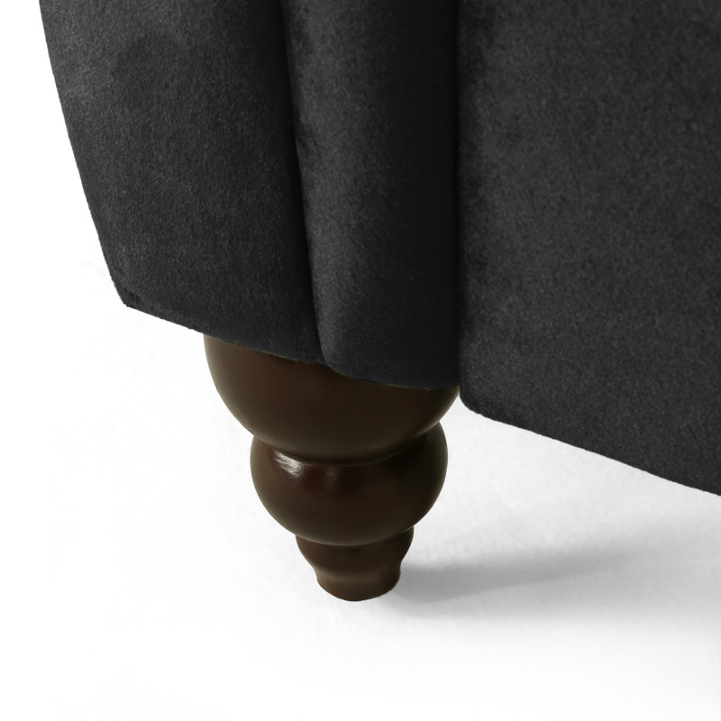 Chaise longue capitonnée à deux accoudoirs, Noir