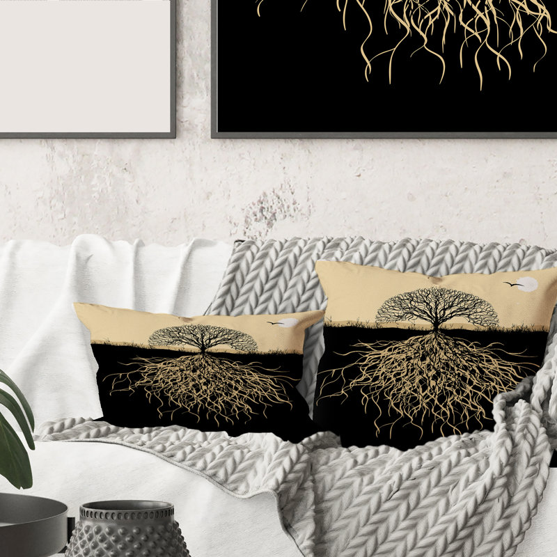 Housse et insert de coussin rectangulaire Tree Silhouette with Roots
