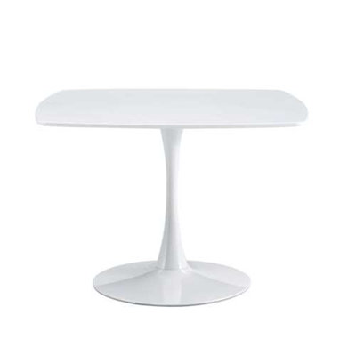 42-Inch Mid-Century Modern Pedestal Table, Multi-Functional Dining Table For 4-6 People & Large Coffee Table, White MDF Top For Living Room, Kitchen, Office