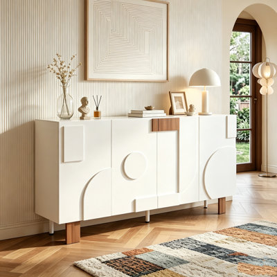 62.9'' Wide Modern White Sideboard Buffet Cabinet