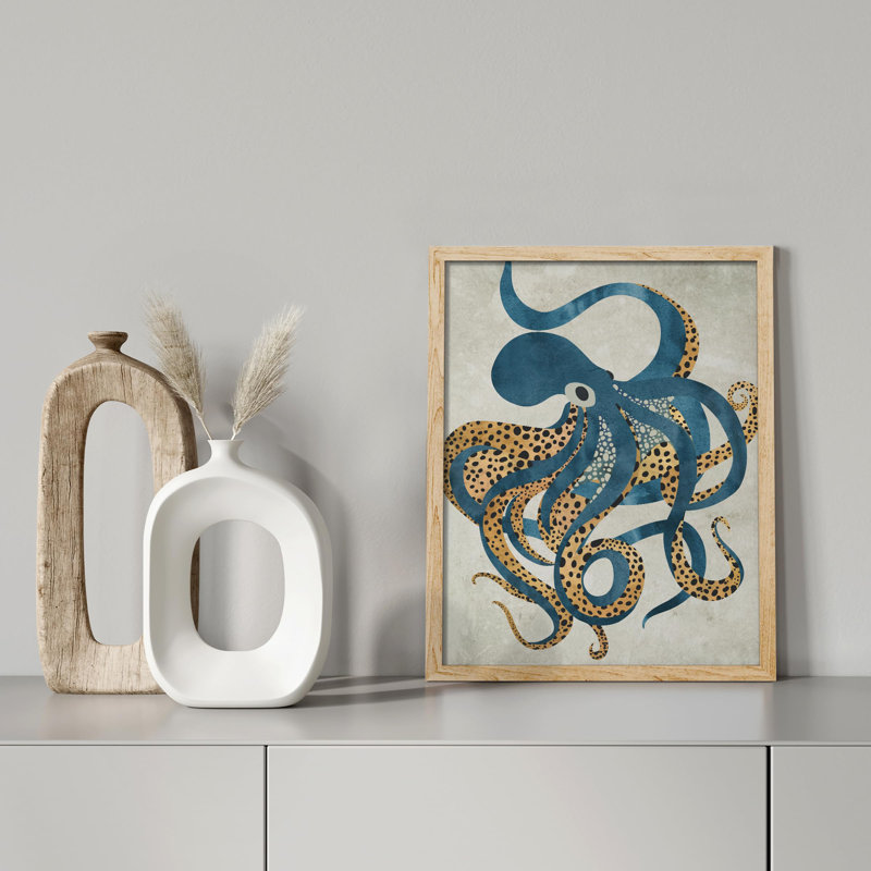 «Vintage Textured Octopus» sur papier, H 10 po x l 8 po, Naturel