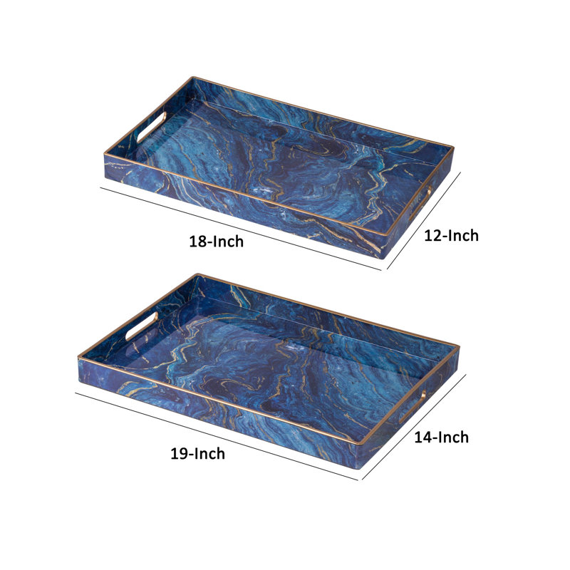 Ensemble de 2 plateaux Macrae, Bleu