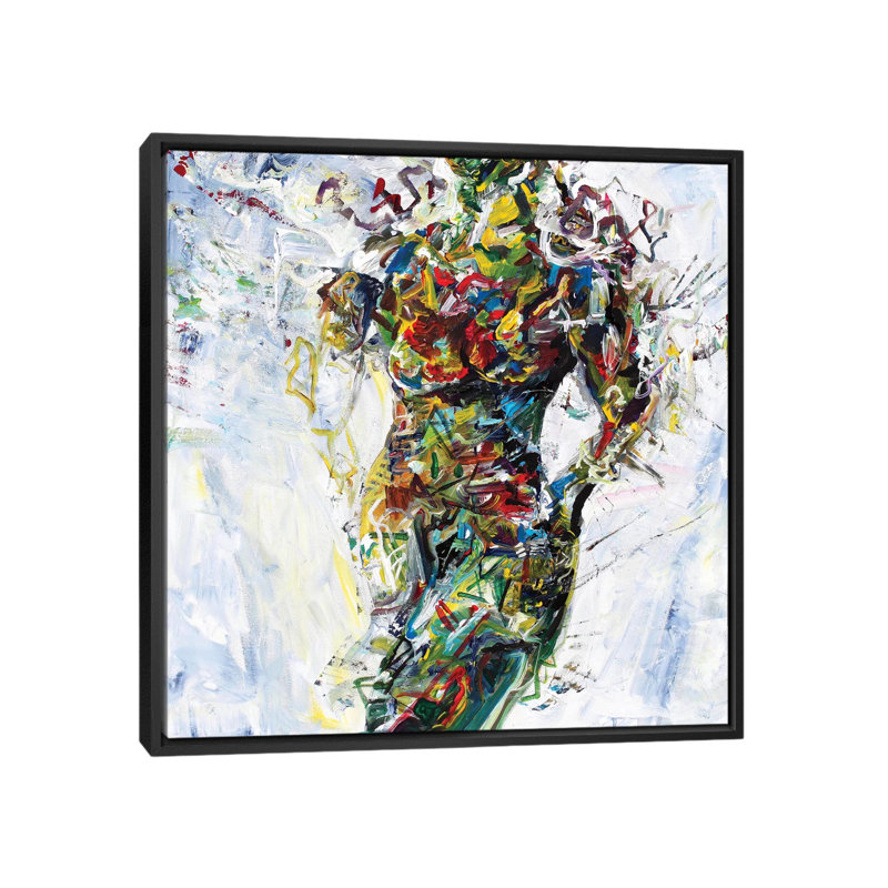 « modelo », reproduction sur toile, H 18 po x l 18 po x P 1,5 po, Toile avec cadre flottant noir, Pas de tapis