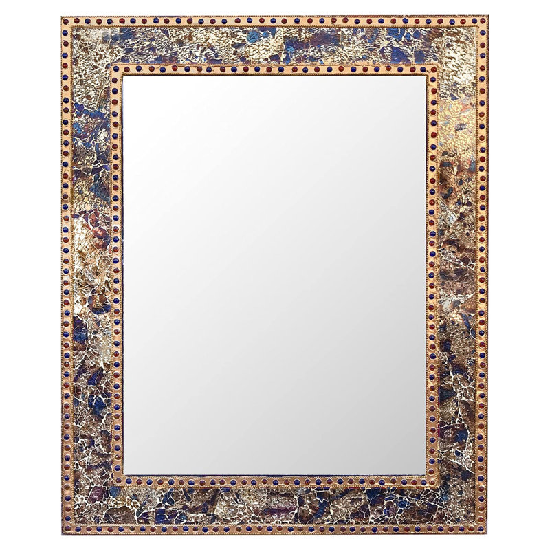 Cima Manufactured Wood, Glass Wall Mirror, Fired Gold