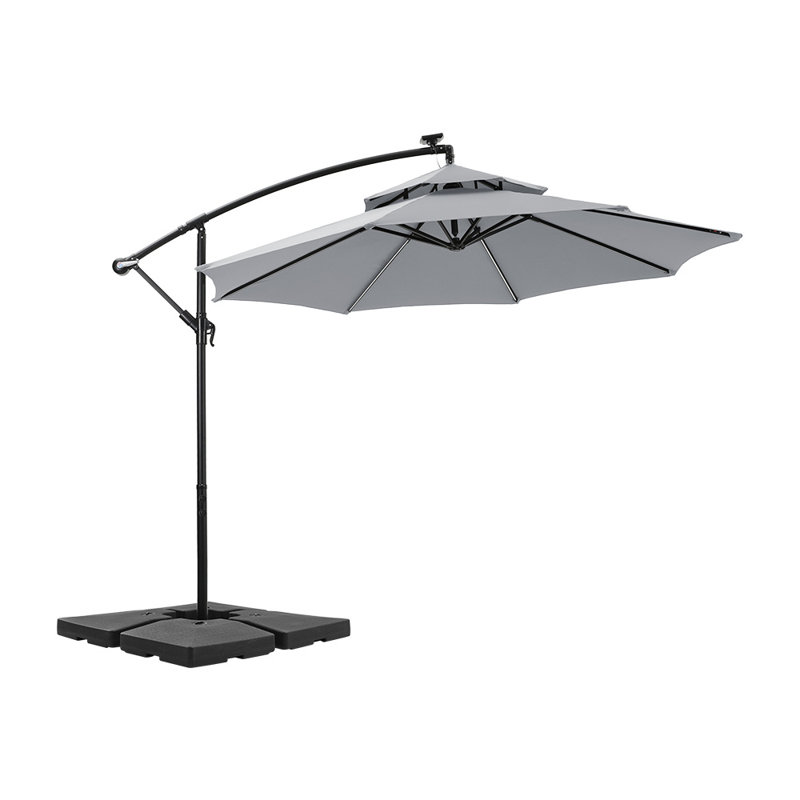 Sherell 291cm Lighted Cantilever Parasol, Light Grey