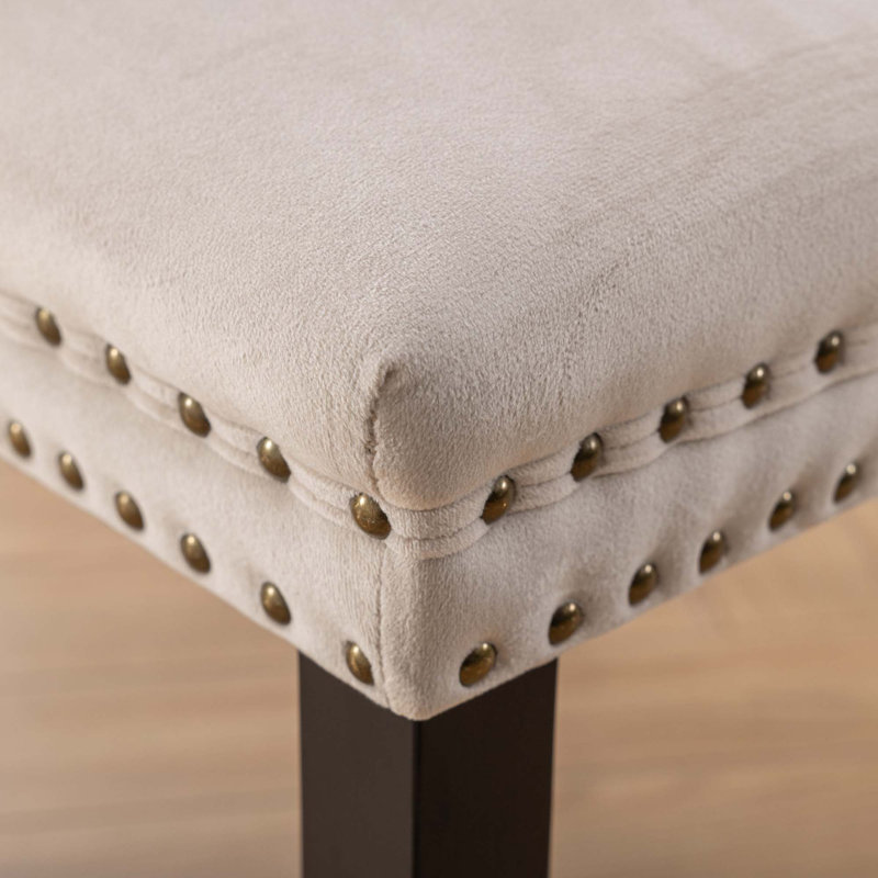 Chaise rembourrée capitonnée en velours de bois massif, Beige