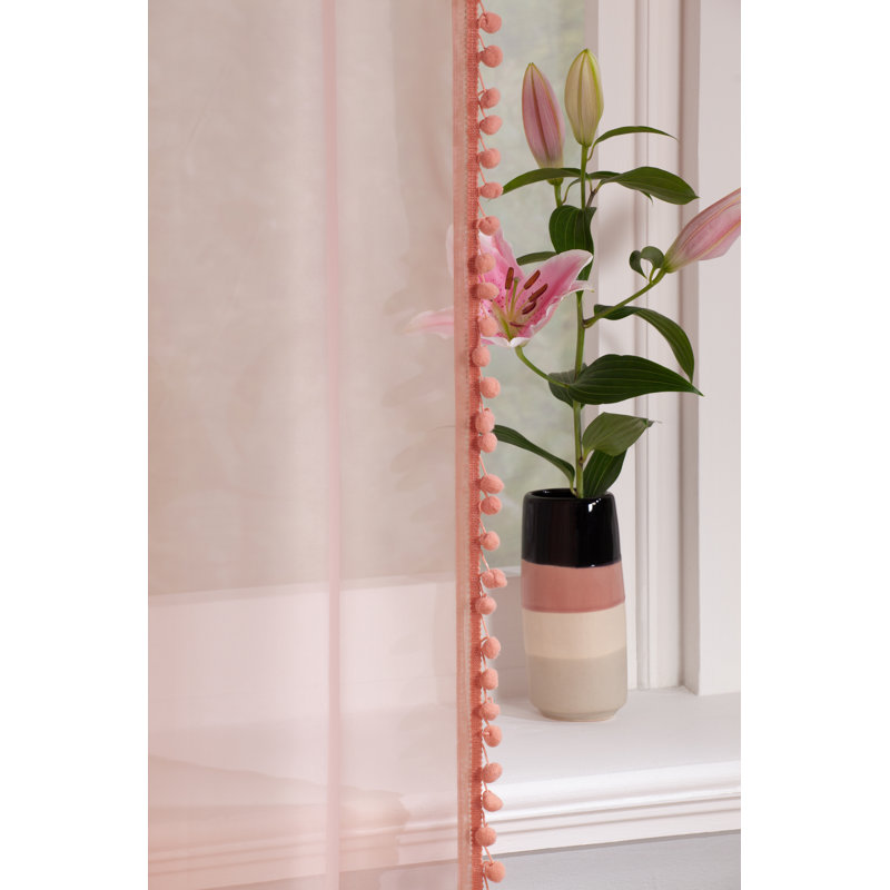 Acel Voile Panel Single Panel, 142 W x 107 D cm, Dusky Pink
