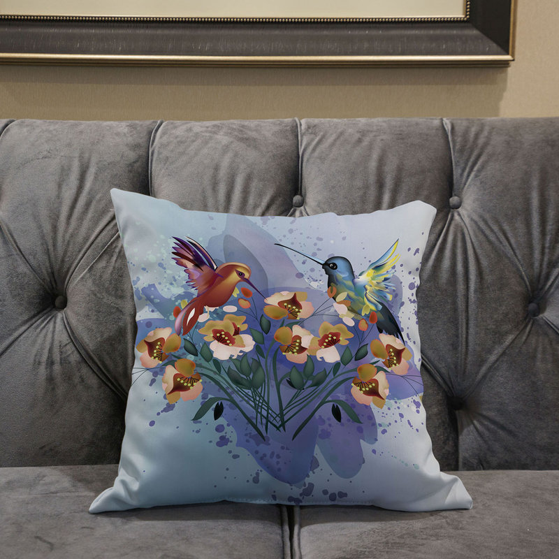 Housse de coussin en polyester pour l'intérieur et l'extérieur, 16 po x 16 po, Menthe pâle / jaune / bleu