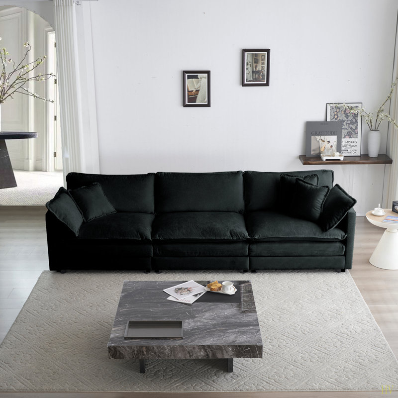 Canapé moderne, canapé modulaire à assise très profonde 3 pièces pour salon, canapé surdimensionné, canapé 3 places, causeuse et canapé simple chenille