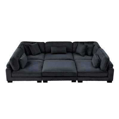 Traverse Black 6-Piece Modular Sectional with Ottoman