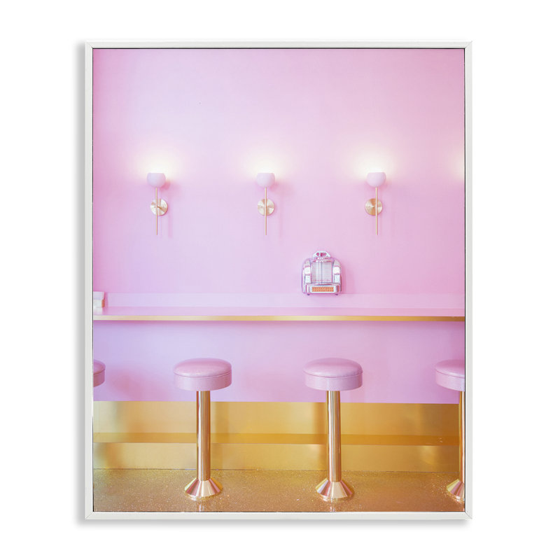 Giclée encadrée rose, dessiné par Lish Creative, H 20 po x l 16 po, Estampe numérique encadrée blanc bord de mer