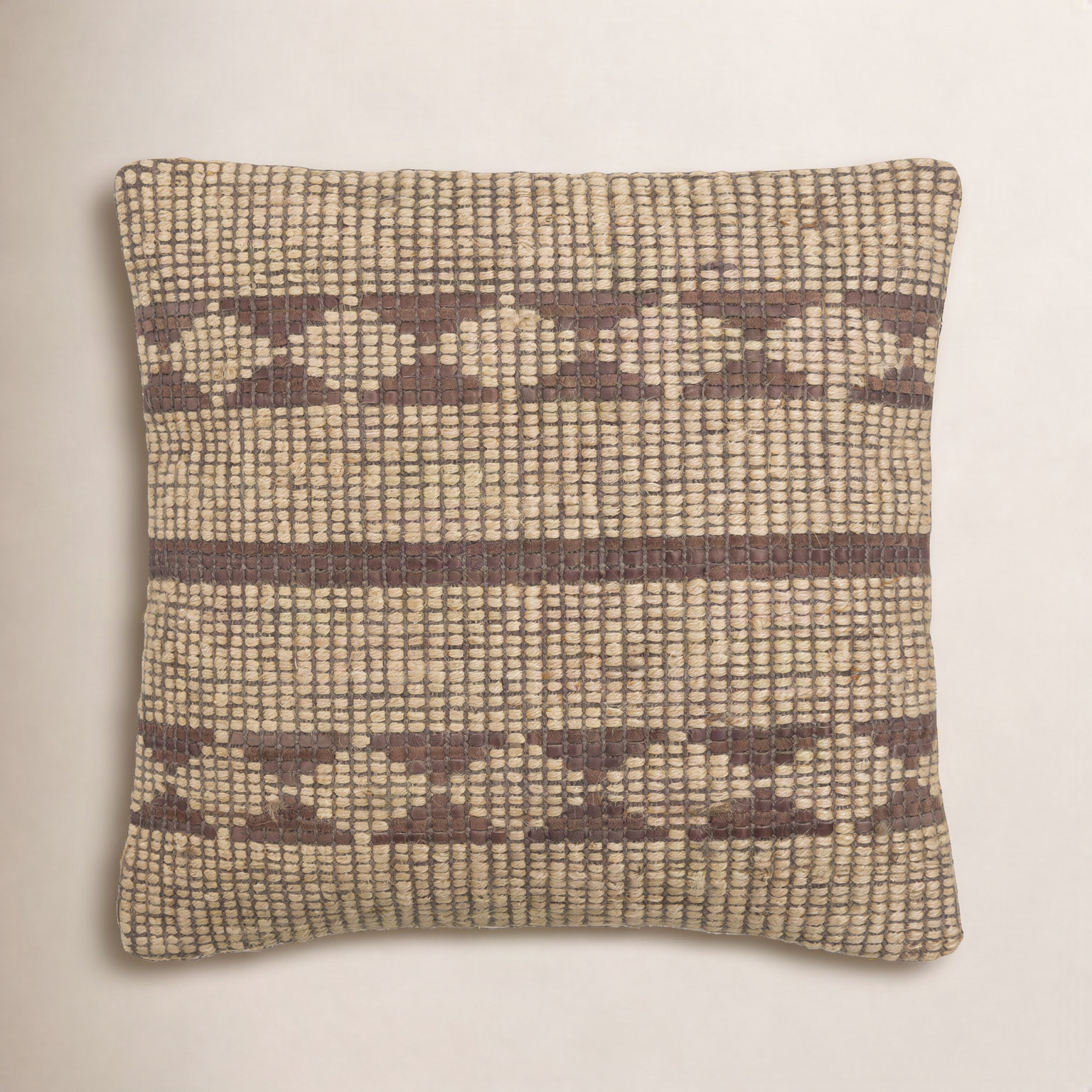 Twareg Geometric Jute / Sisal Throw Pillow, 22"H x 22"W, Polyester