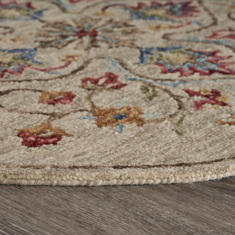 Aurora  Hand Tufted Floral Indoor Rug, Round 4'