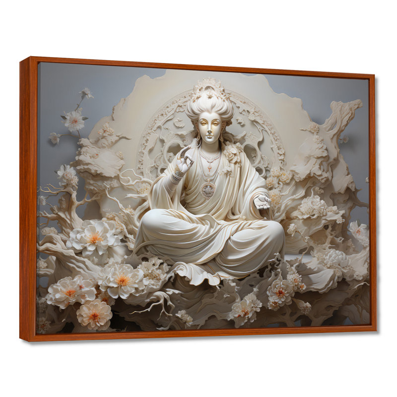 Hindou Bhagavad Gita Béni I, H 12 po x l 20 po x P 1 po, Cadre flottant brun