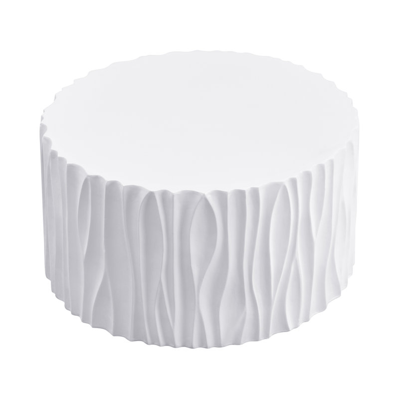 Kyra Modern Coastal MGO Outdoor Coffee Table with Sculptural Wavy Fluted Base
