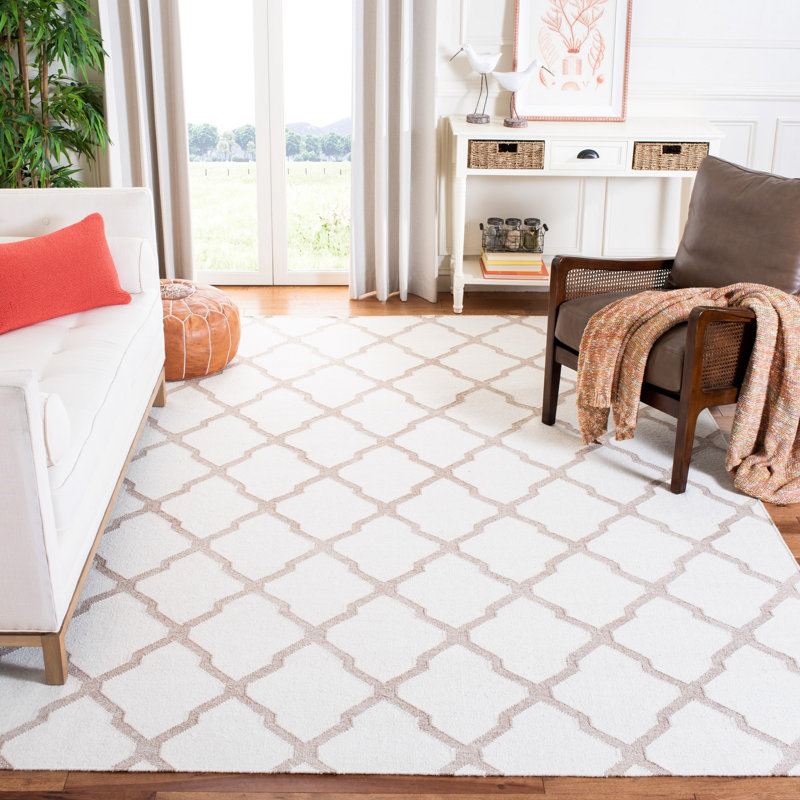 Tapis géométrique tissé à la main en laine / viscose / coton Rodgers, Rectangle 5 pi x 8 pi