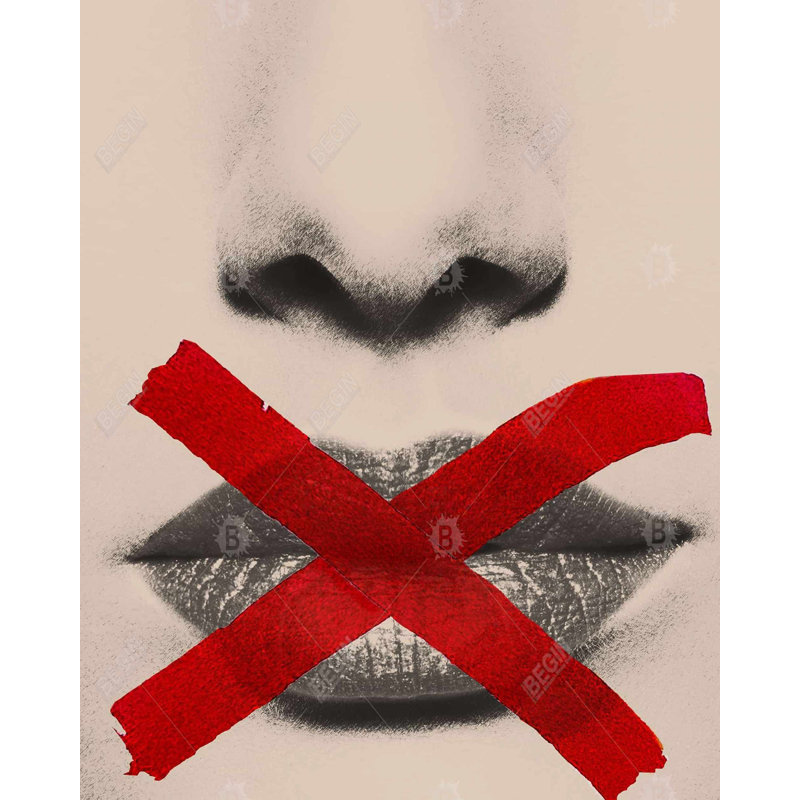 " Grayscale Lips With A Red X "