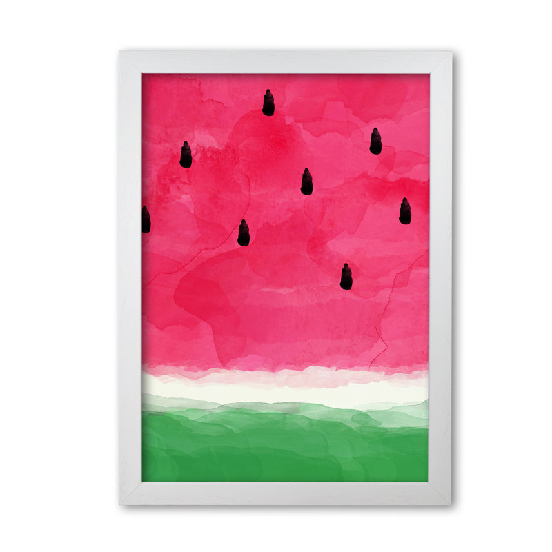 Watermelon Abstract - Print, 30 cm H x 21 cm W x 5 cm D, White Grain Frame