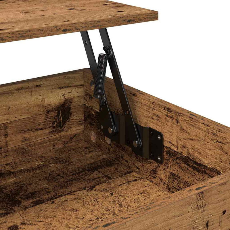 Lift Top Coffee Table with Storage, Old Wood, 50cm. H x 70cm. L x 50cm. W