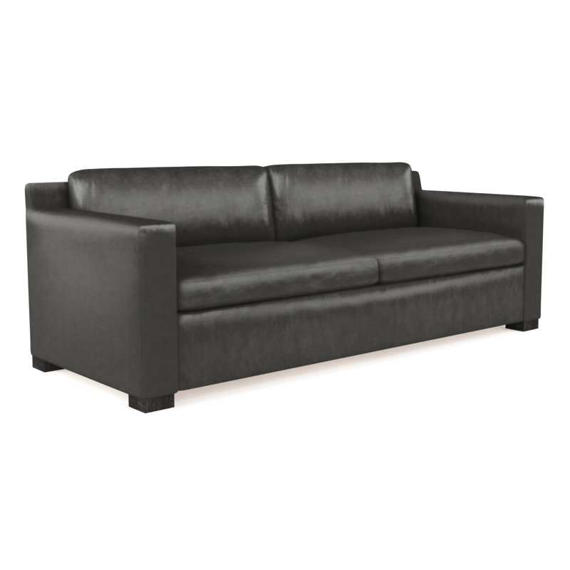 Mercer Track-Arm Loveseat, Ebony, Plush Velvet Alabaster, 33.5" H x 72" W x 39" D