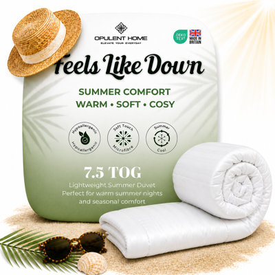 Opulent Home Premium Anti-Allergy Duvet Quilt 7.5 TOG - Lightweight Stripe Summer Comforter - Available Single /Double/King/Super King