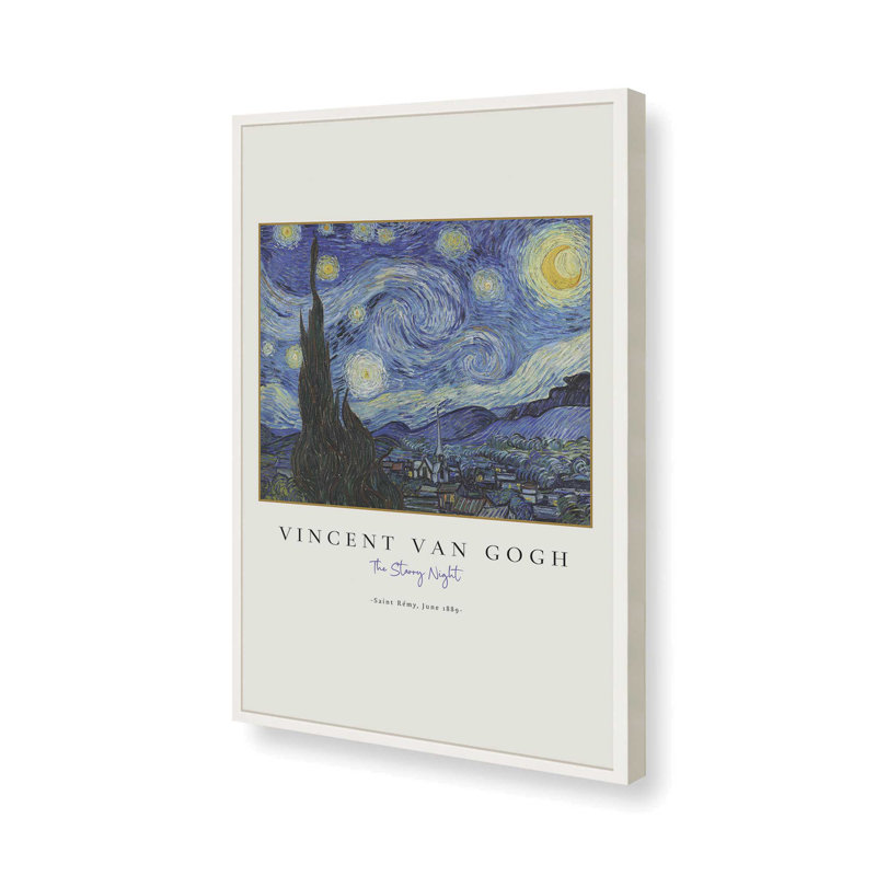 Impression de Van Gogh The Starry Night, H 11 po x l 9 po, Reproduction encadrée sans passe-partout 1, Blanc opaque