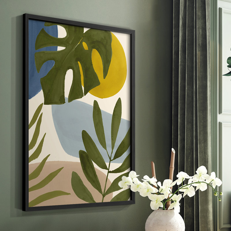 Tropica Tumble I, reproduction encadrée - bois massif, Noir, H 20 po x l 16 po
