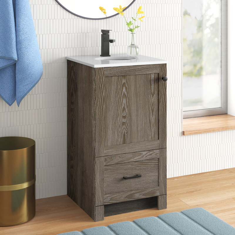 Ensemble de meuble-lavabo simple 19 po Soma, Chêne vieilli, Blanc