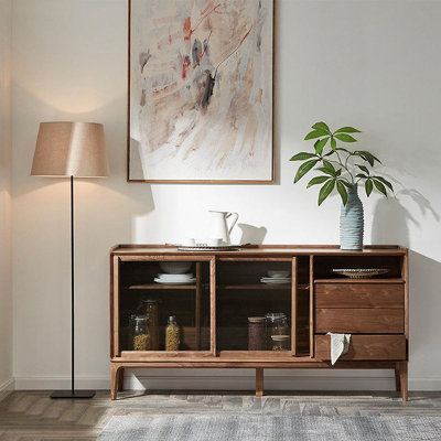 Buffet multifonctionnel avec porte de rangement en verre